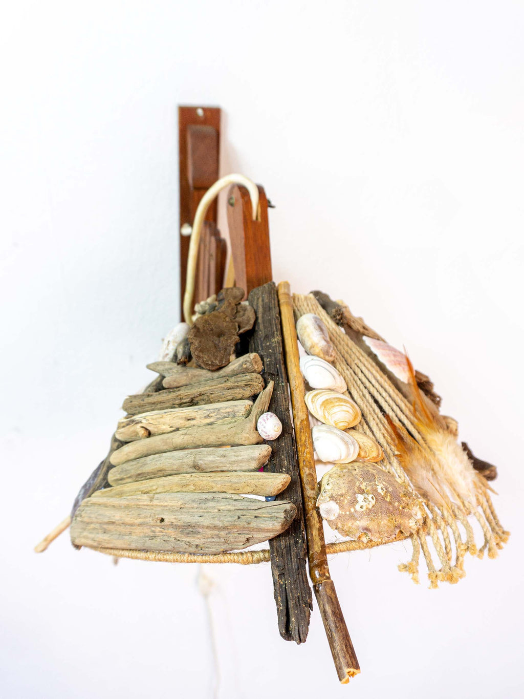 Unique DRIFTWOOD SCISSOR LAMP 'Riga', hand-crafted wall light sconce by StoneSoftArt