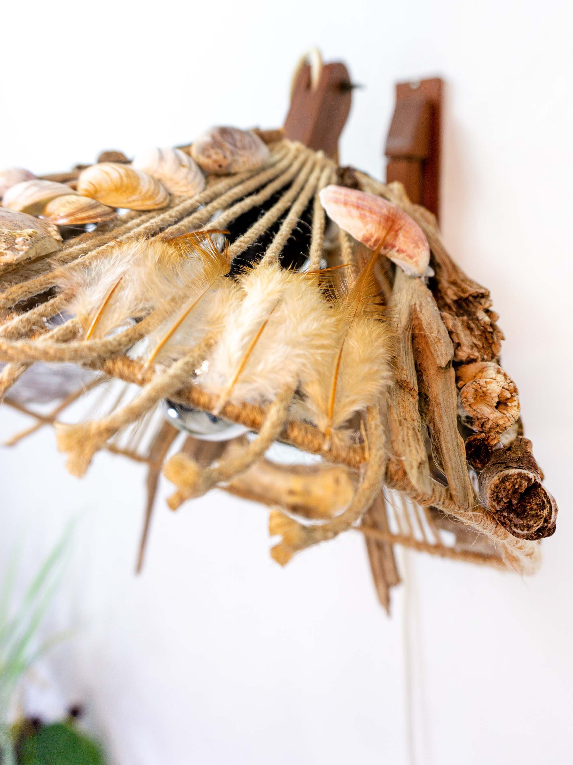 Unique DRIFTWOOD SCISSOR LAMP 'Riga', hand-crafted wall light sconce by StoneSoftArt