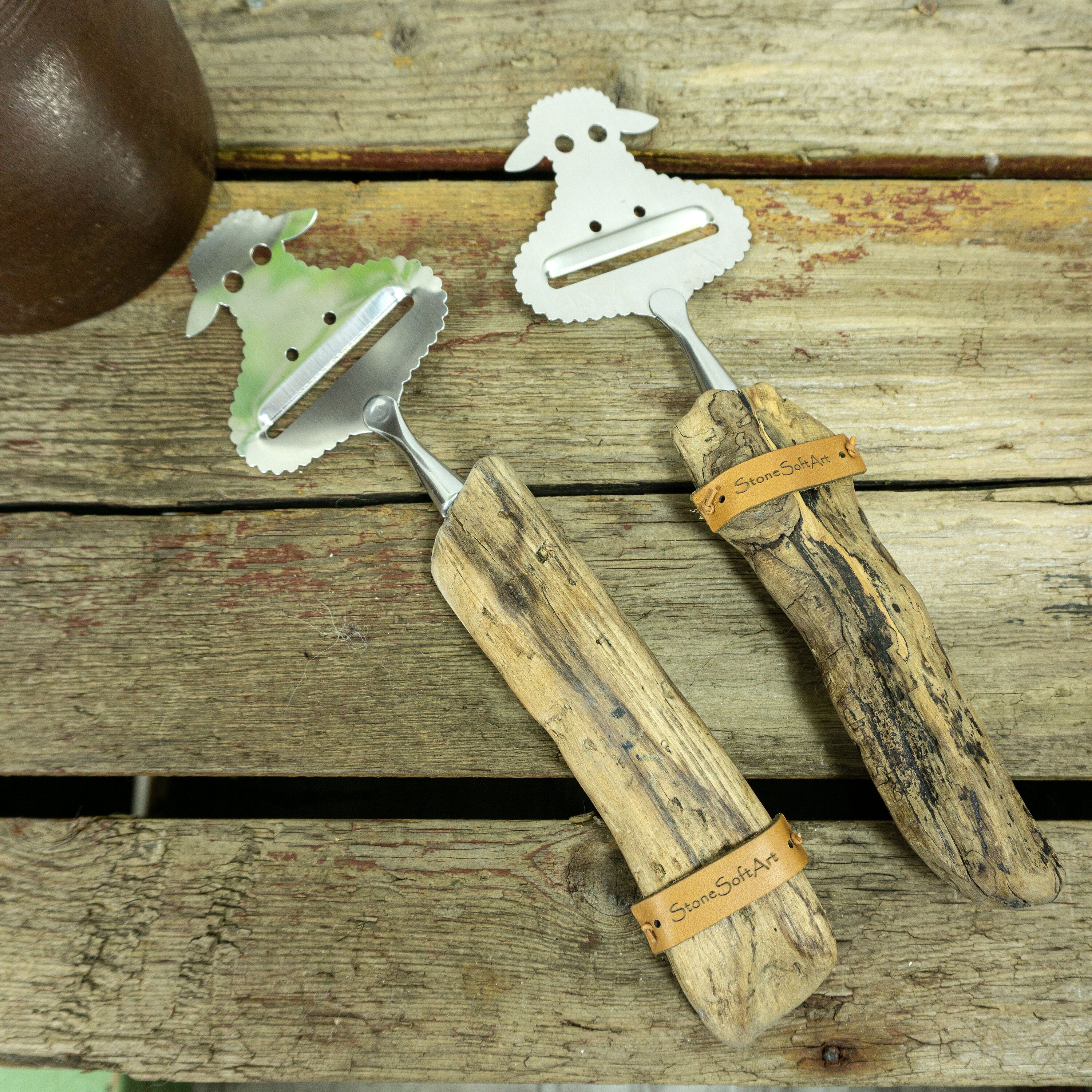 BOTTLE OPENER 'Sheep Shawn' with DRIFTWOOD handle, sheep cutlery, handcrafted by StoneSoftArt