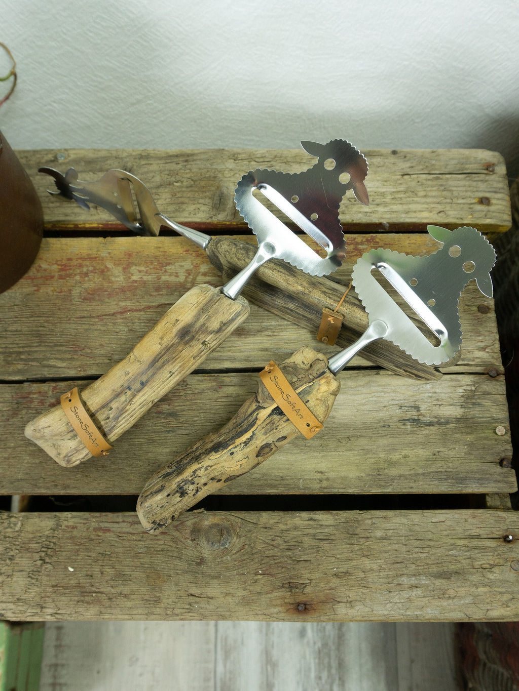 CHEESE SLICER 'Sheep Suzie' with DRIFTWOOD handle, sheep cutlery, handcrafted by StoneSoftArt