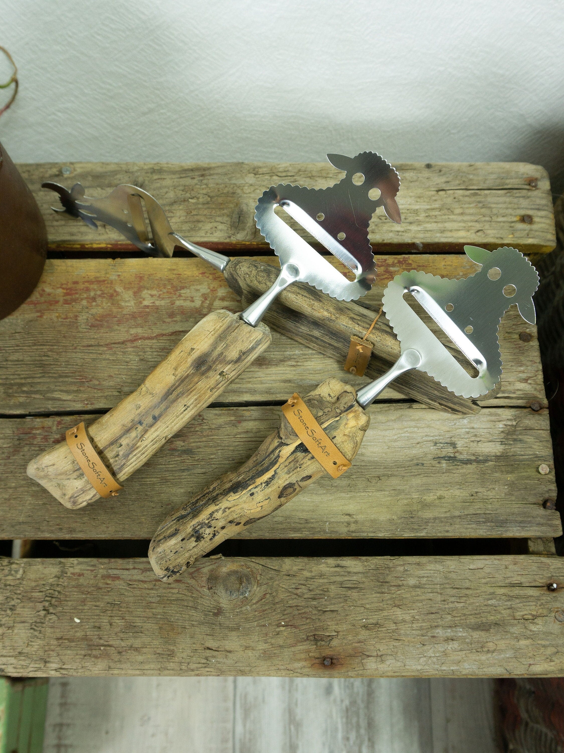 CHEESE SLICER 'Sheep Suzie' with DRIFTWOOD handle, sheep cutlery, handcrafted by StoneSoftArt