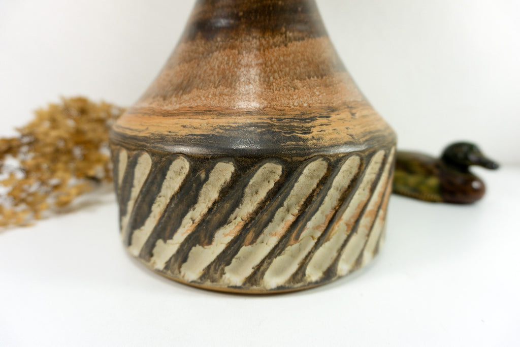 XXL DRIFTWOOD Table LAMP 'Smilla' with 1970s Danish midcentury ceramic design base, hand-crafted rustic wooden light by StoneSoftArt